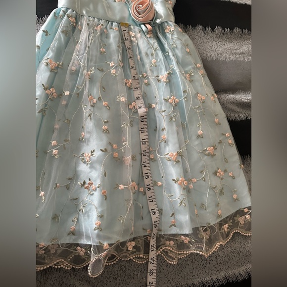 Beautiful satin flower embroidery little girls dressy dress. - Picture 7 of 7